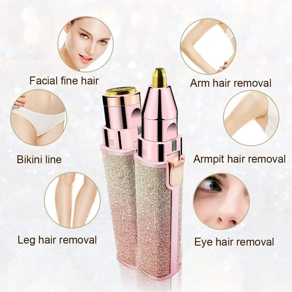 2 in 1 electric eyebrow and facial hair remover and trimmer for women