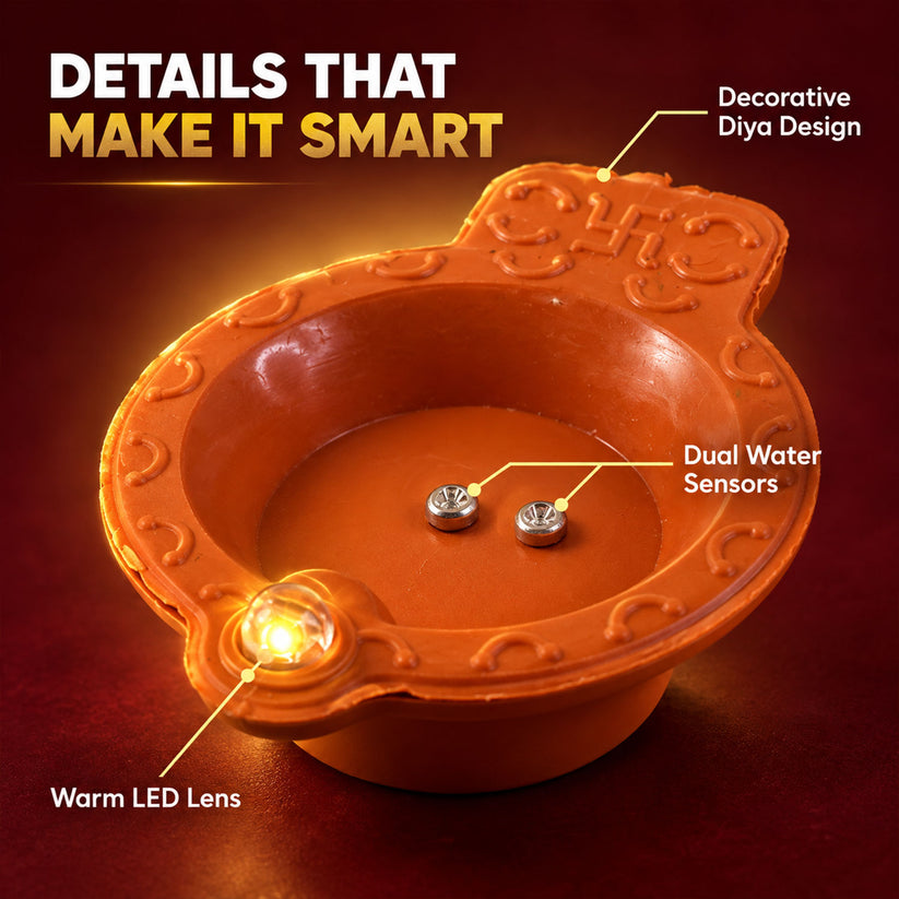 Water Sensor LED Diyas for Diwali and Pooja Decoration