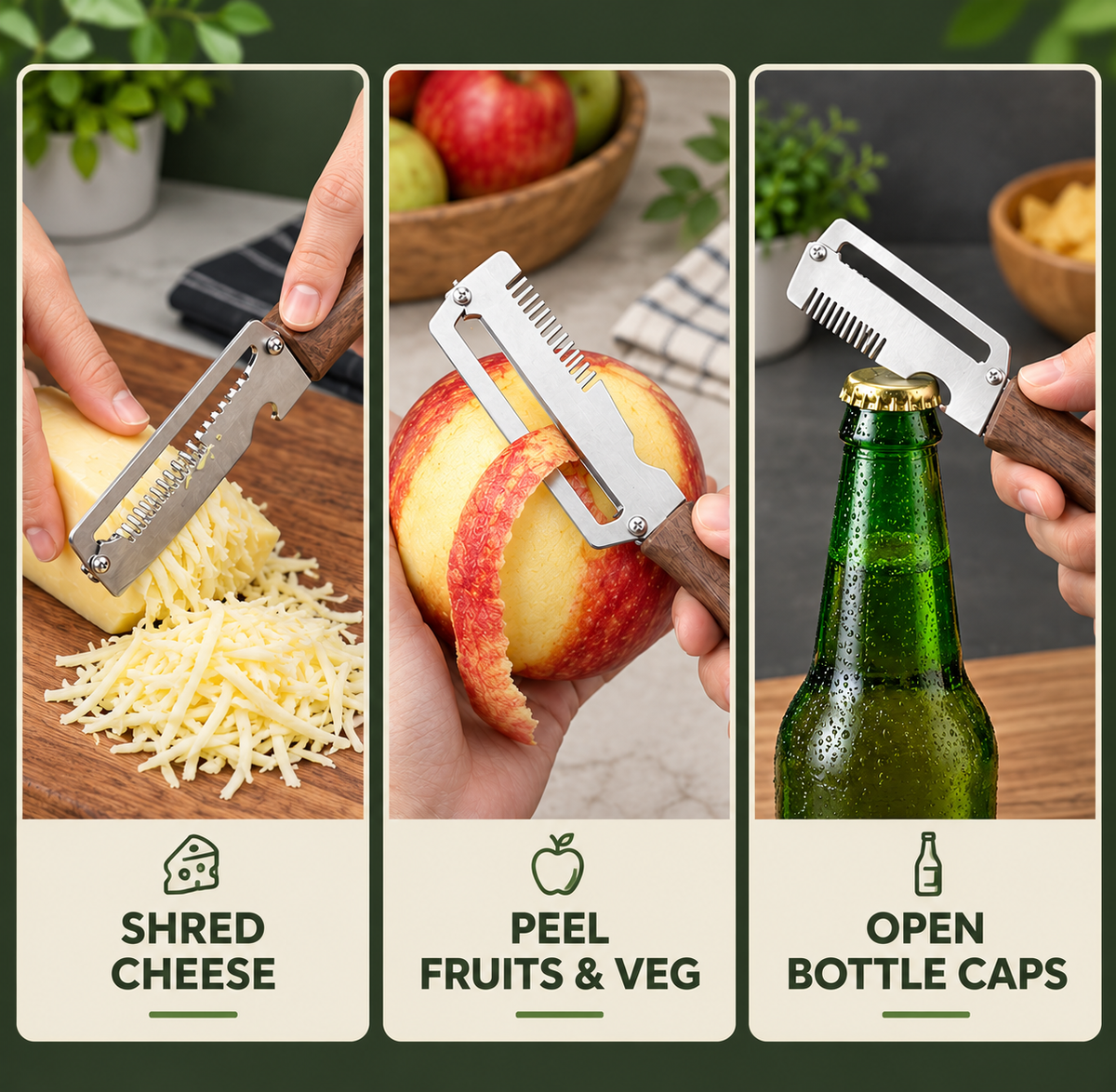 3-in-1 Slicer & Shredder Knife | Multi-Purpose Kitchen Cutting Tool
