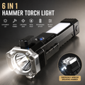 6 in 1 Emergency Hammer Torch Light | Flashlight, Table Lamp, Emergency Light, Safety Hammer, Cutter & Power Bank