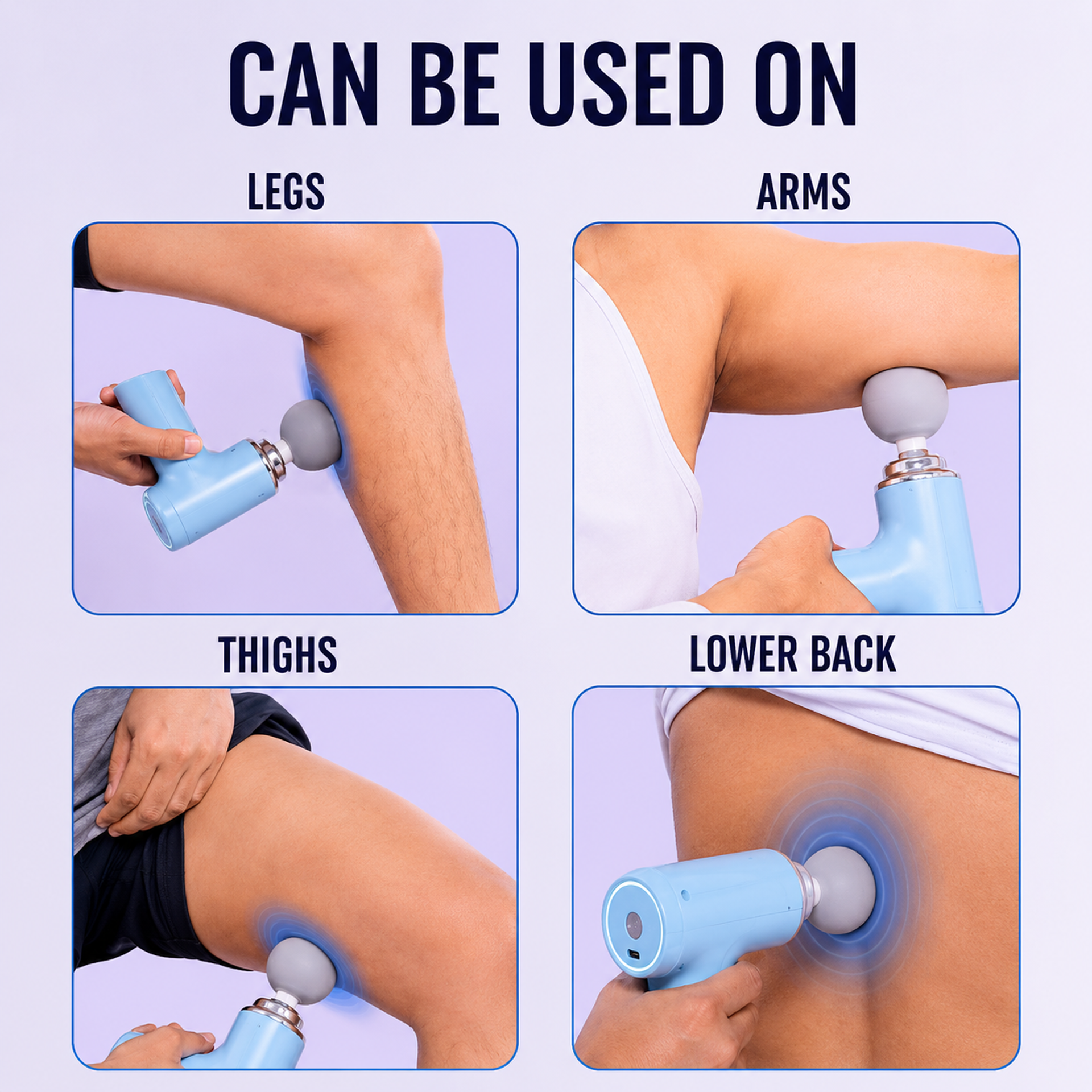 Deep Tissue Relaxation Gun Massager for Pain Relief | 4 Massage Heads