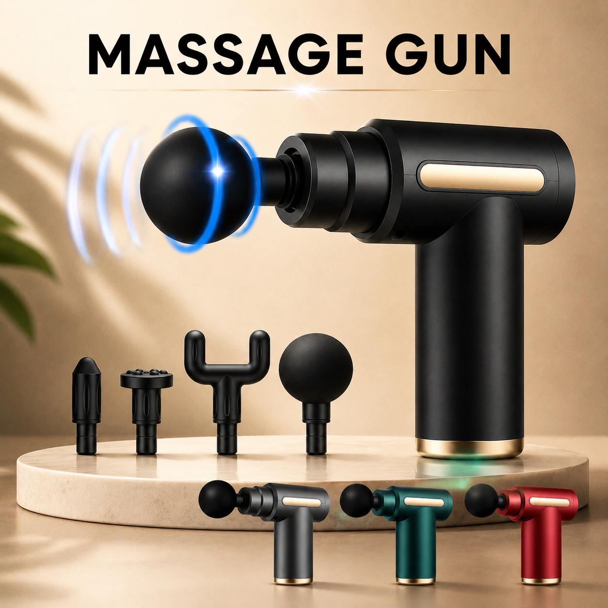 Deep Tissue Relaxation Gun Massager for Pain Relief | 4 Massage Heads