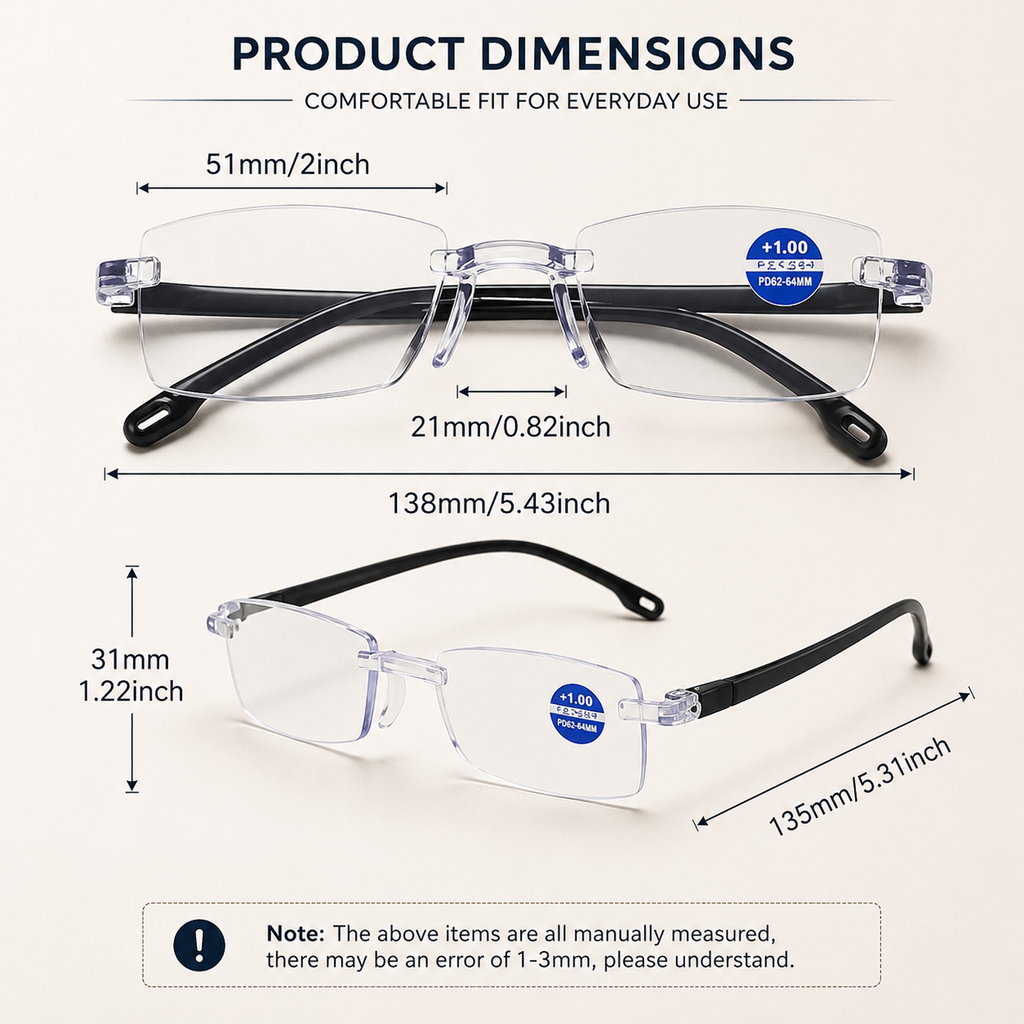 Rimless One Power Reading Glasses – Buy 1 Get 2 FREE @Just ₹499/-