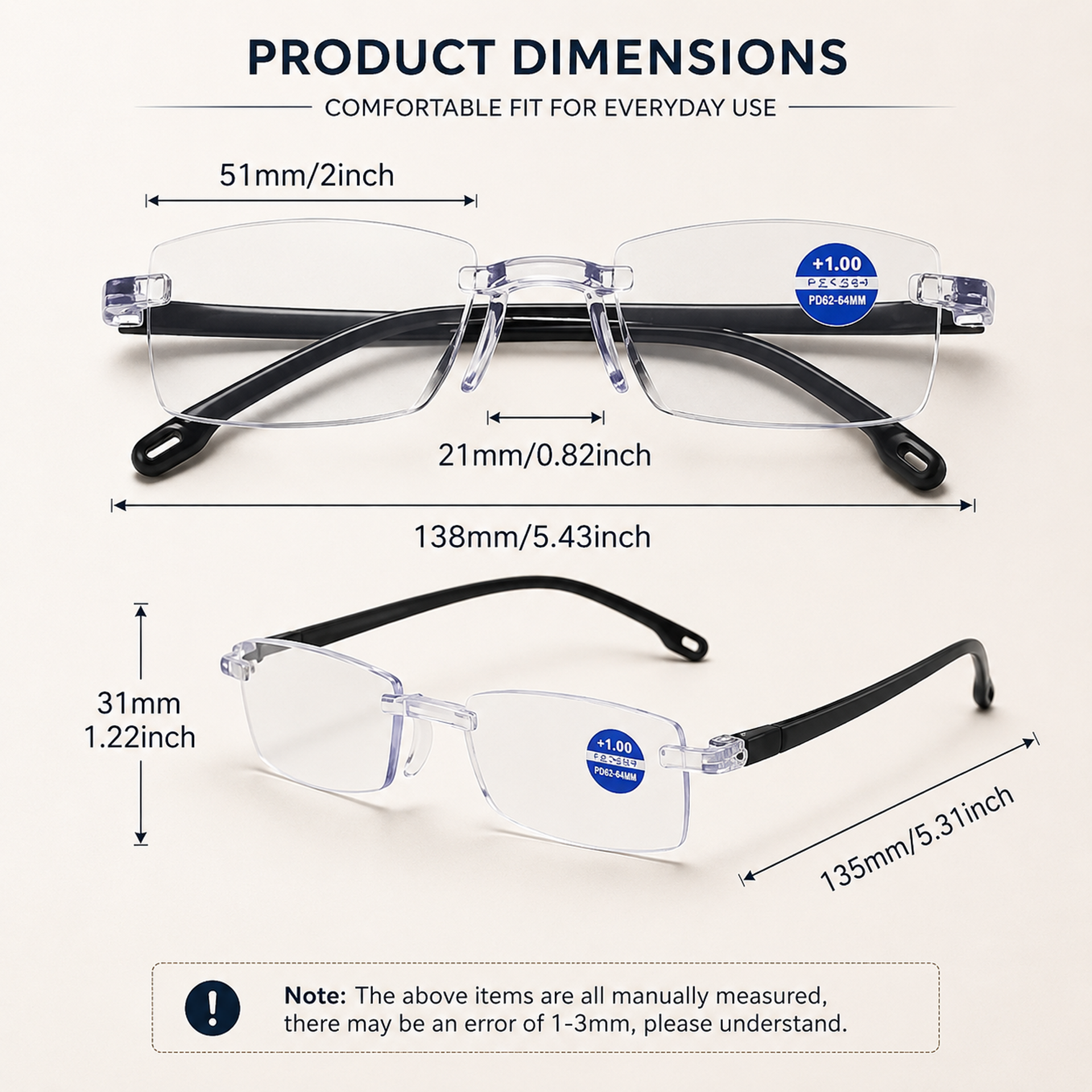 Rimless One Power Reading Glasses – Buy 1 Get 2 FREE @Just ₹499/-