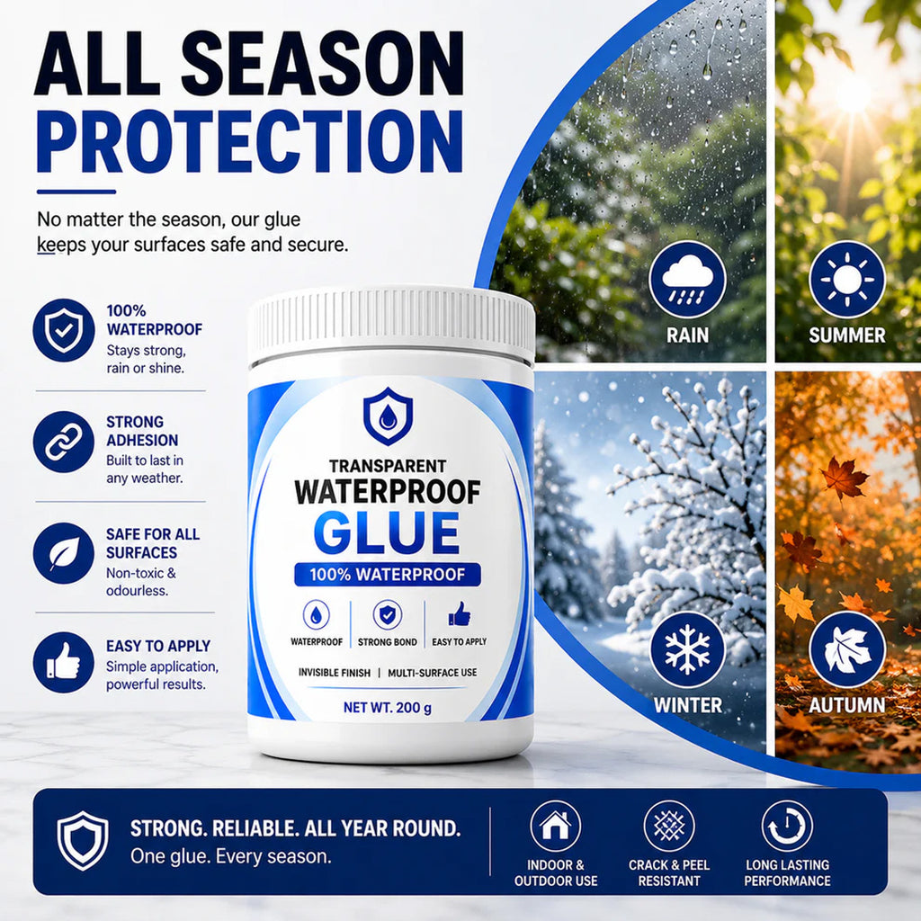 Transparent Waterproof Glue with Free Brush, Multi-Surface Leak Repair Adhesive for Roof, Tiles, Pipes & Bathroom Cracks (Strong, All-Weather Seal)