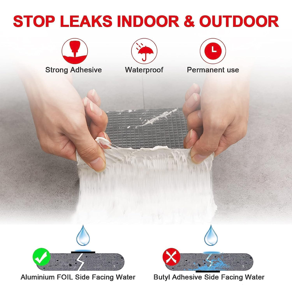 Waterproof Leak Repair Tape, Heavy-Duty Self-Adhesive Seal for Roof, Pipes, Tanks & Bathroom Cracks (All-Weather, Instant Fix, Multi-Surface Use)